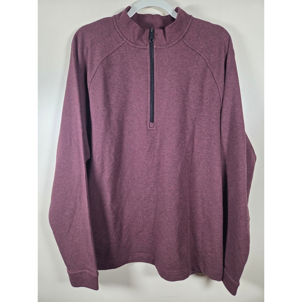 Public Rec Mens Pima Cotton Quarter Zip Pullover Burgundy Heather XL Athleisure